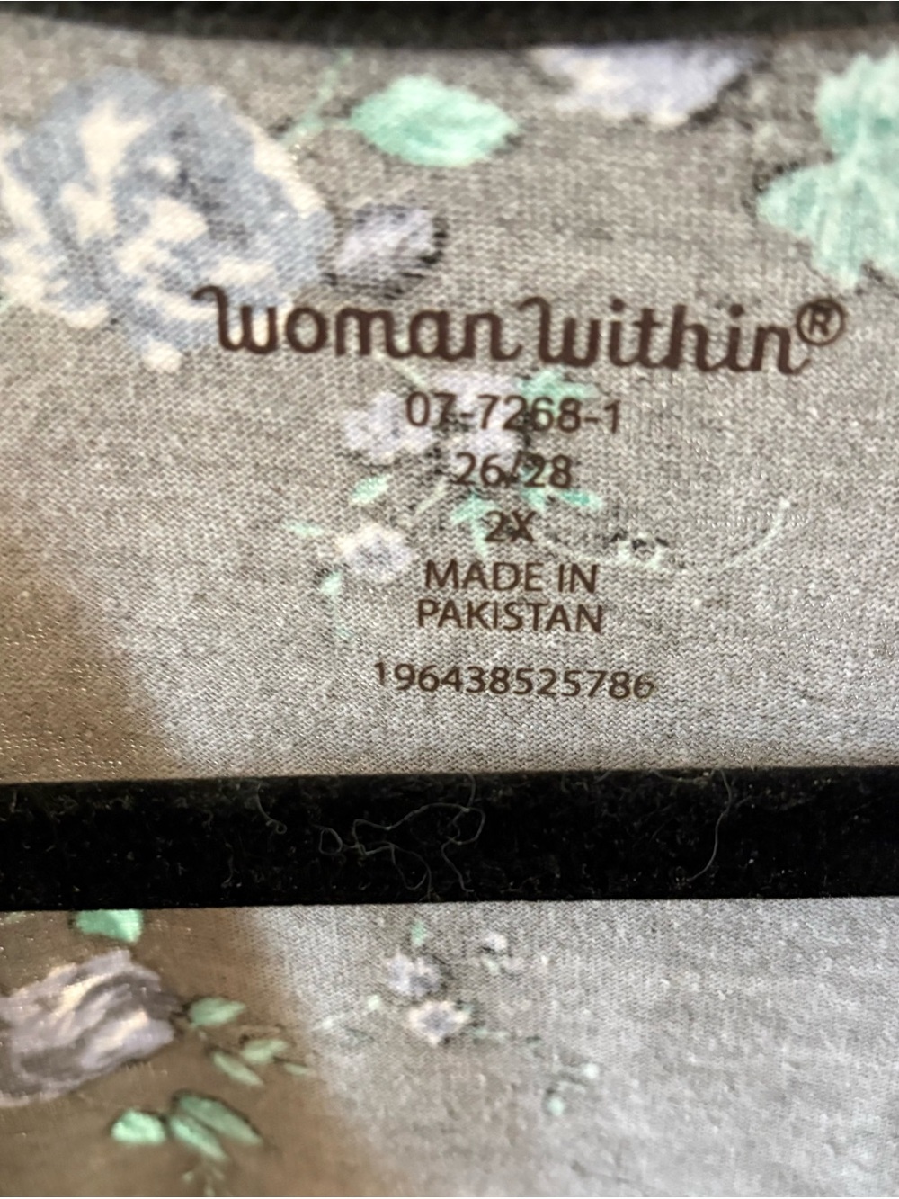Woman Within V-Neck Floral Tunic Top - Black with Floral 2X - Picture 3 of 3